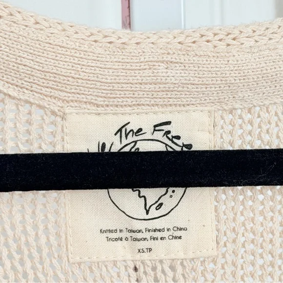 Free People We The Free Firefly Oversized Knit Tunic Sweater Ivory Size XS - Picture 6 of 10